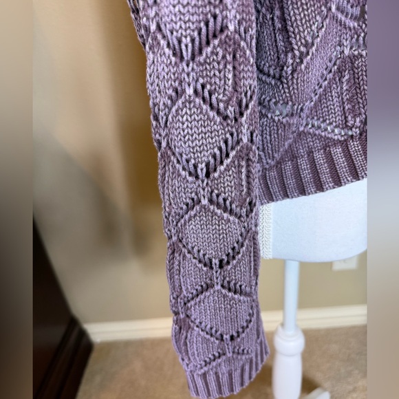 Full tilt extra large women’s purple knit sweater 100% cotton cropped - Picture 6 of 11